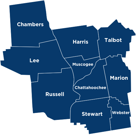 Columbus Location Counties Map