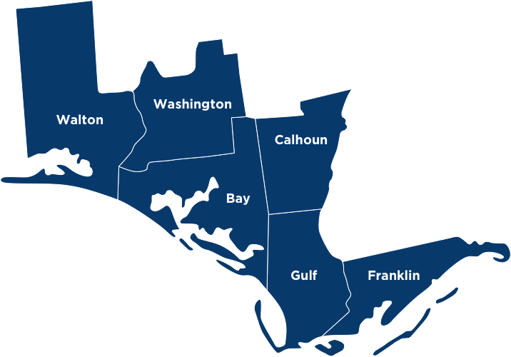 Panama City Location Counties Map