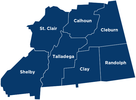 Talladega Location Counties Map