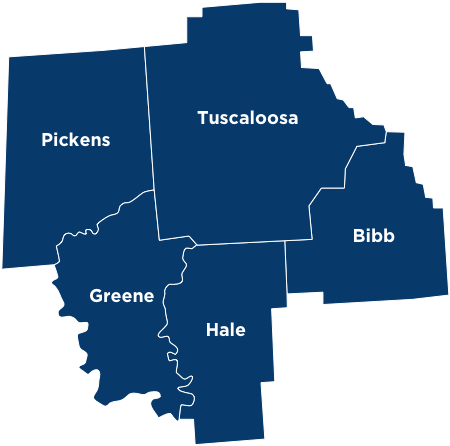 Tuscaloosa Location Counties Map