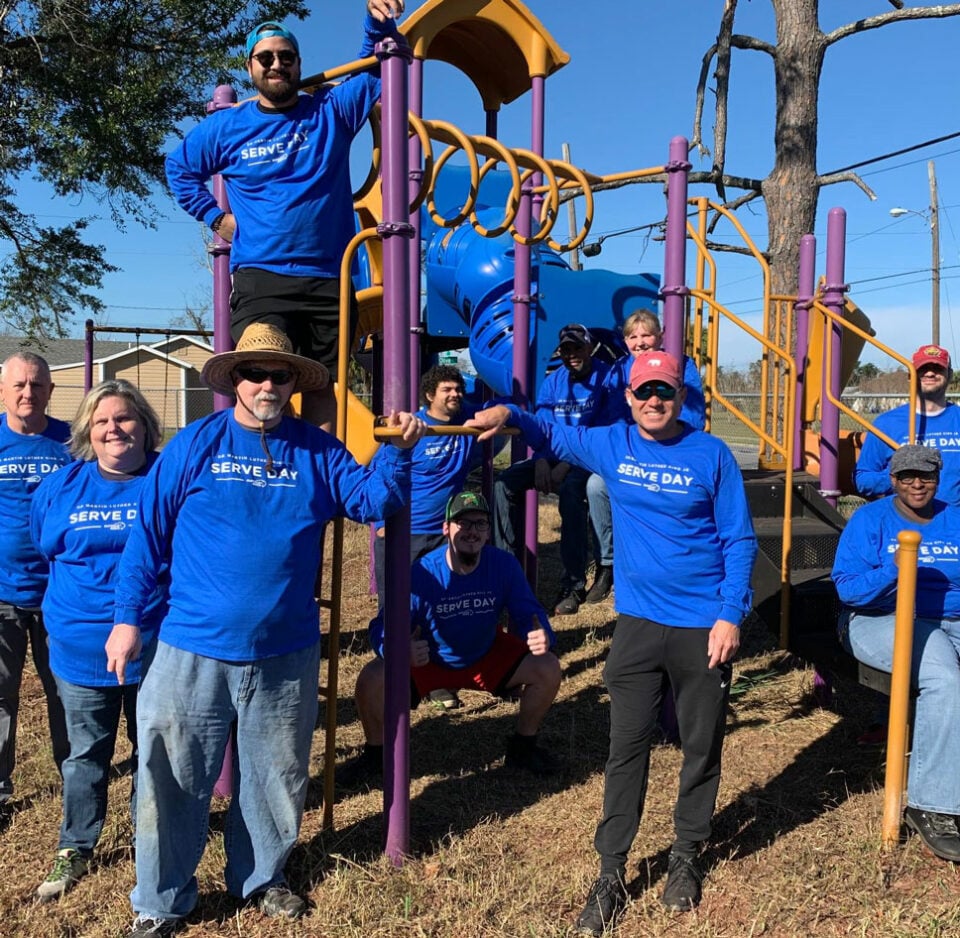 Serve Day volunteers at playground