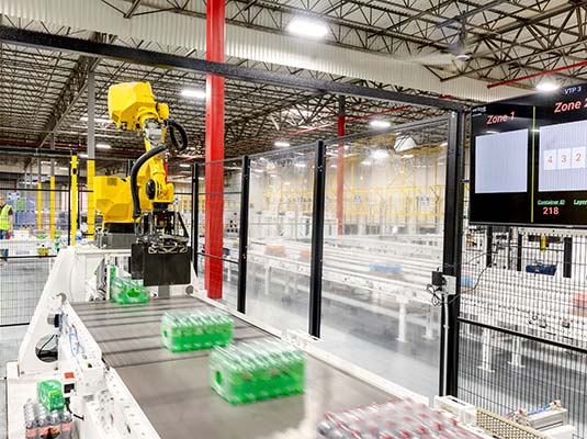 Robot on bottling line