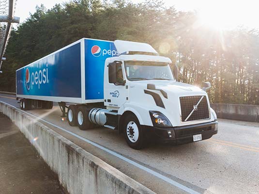 Pepsi truck on the highway