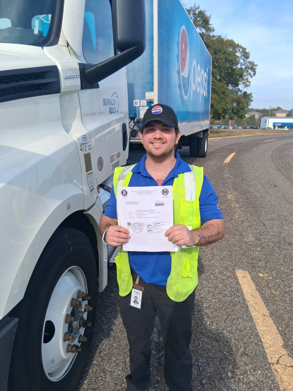 Matthew Smith with his CDL license